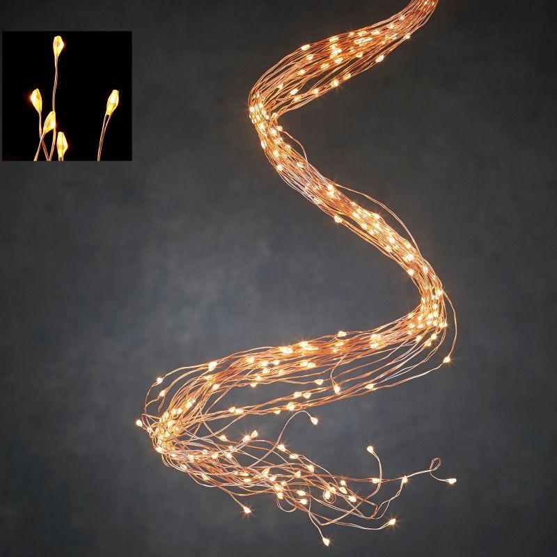Guirlande LED Grappe Cuivre 8 M - 600 LED Haute Densité - IP44 Intérieur/extérieur - Décoration Noël Et Fêtes