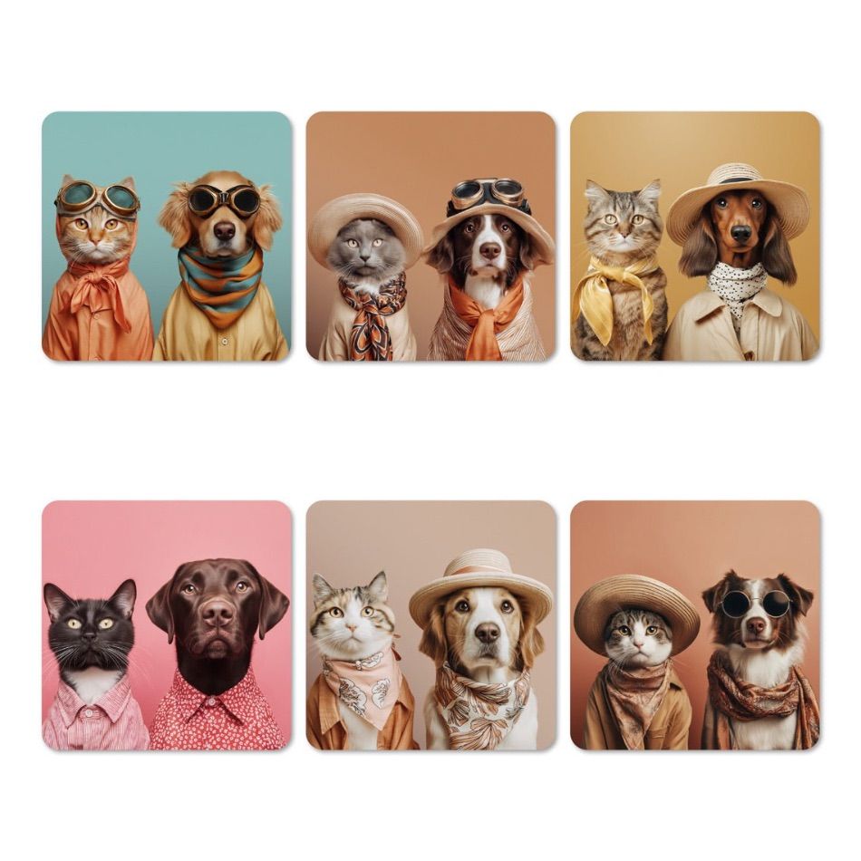 Dessous verre funny cats & dogs