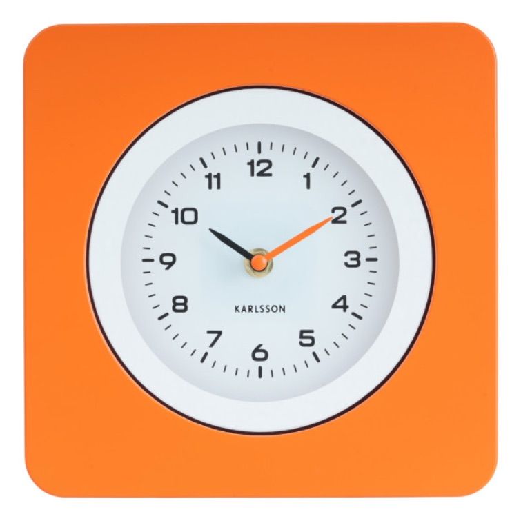 horloge carrée vint orange