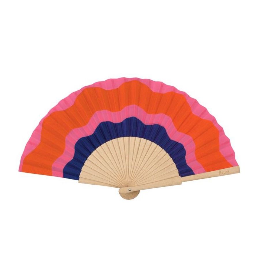 Eventail vagues rose et bleu