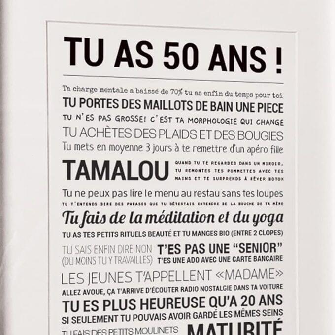 Affiche tu as 50 ans... Femme