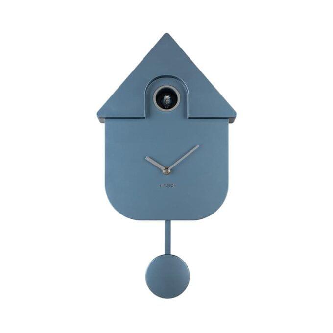 Horloge coucou bleu métal